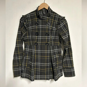 RAMPAGE Double Breasted Gray Plaid Jacket Women's Small Punk Grunge Preppy
